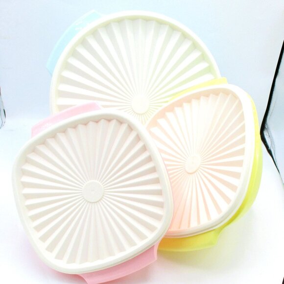 16 Pc Retro PastelTupperware Set 8 Bowls 8 Lids - Picture 8 of 8